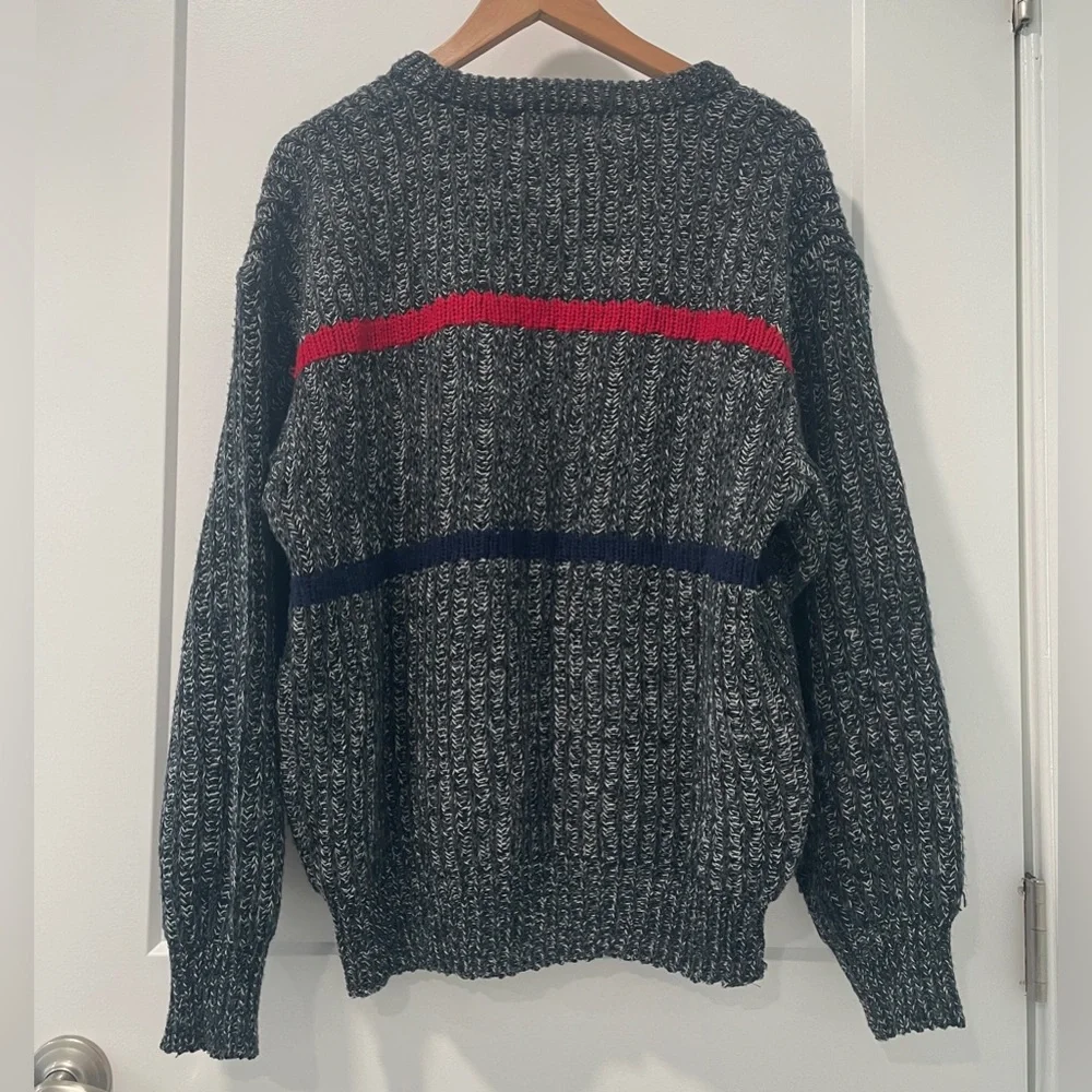 VNTG 80s 90s Michael Gerald Cable Knit Chunky Dad Core Pullover Grey Sweater (L)